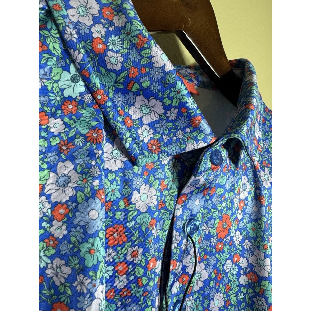 New Redvanly Louis Polo Golf Shirt Multicolor Floral All Over Print XL NWT - Picture 3 of 5